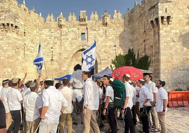 مستوطنون ينظمون مسيرة إستفزازية قرب باب العامود